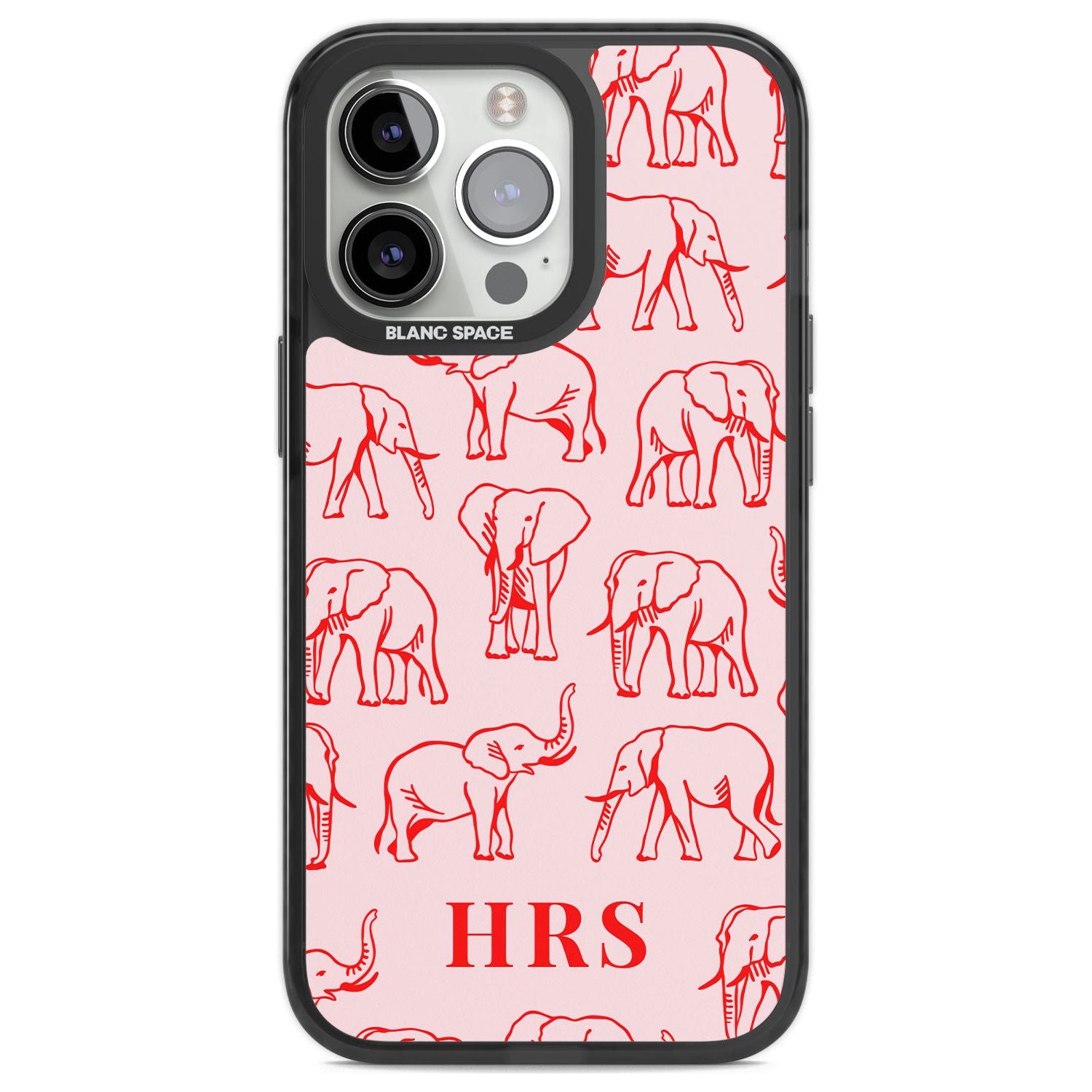 Personalised Red Elephant Outlines on Pink Custom Phone Case iPhone 13 Pro / Black Impact Case,iPhone 14 Pro / Black Impact Case,iPhone 15 Pro Max / Black Impact Case,iPhone 15 Pro / Black Impact Case Blanc Space