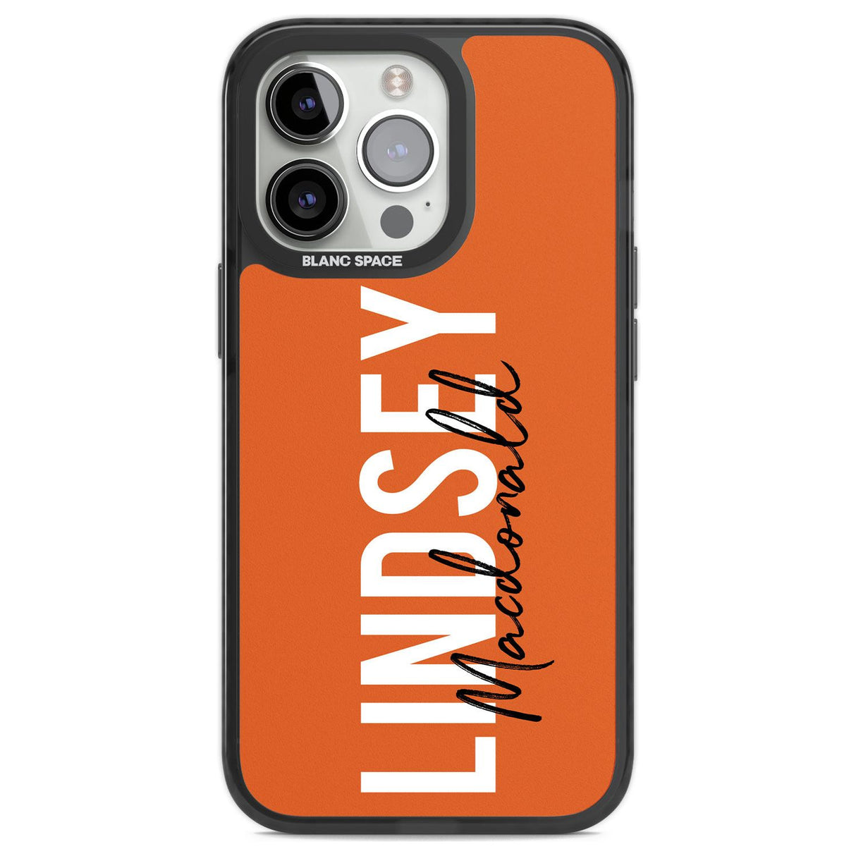 Personalised Bold Name: Orange Custom Phone Case iPhone 13 Pro / Black Impact Case,iPhone 14 Pro / Black Impact Case,iPhone 15 Pro Max / Black Impact Case,iPhone 15 Pro / Black Impact Case Blanc Space