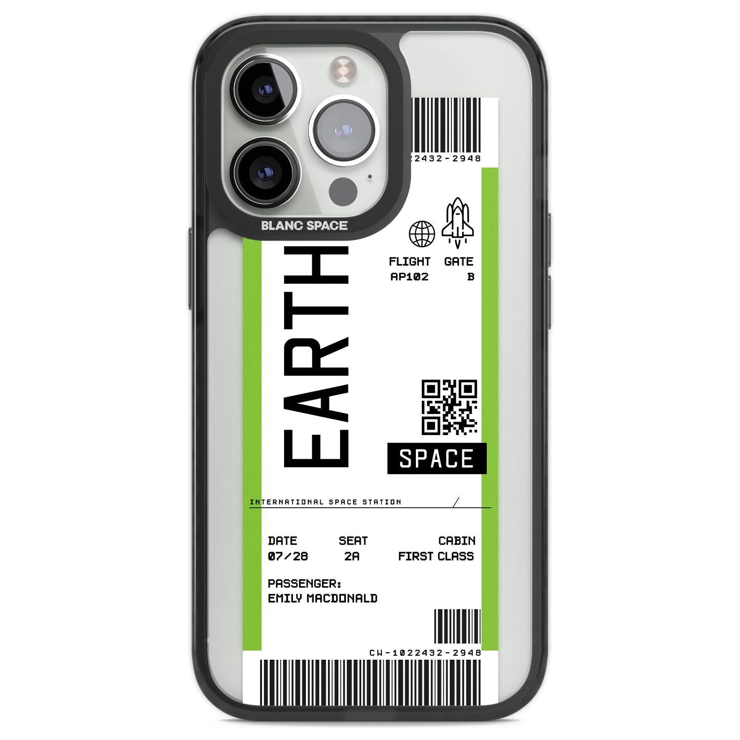 Personalised Earth Space Travel Ticket Custom Phone Case iPhone 13 Pro / Black Impact Case,iPhone 14 Pro / Black Impact Case,iPhone 15 Pro Max / Black Impact Case,iPhone 15 Pro / Black Impact Case Blanc Space