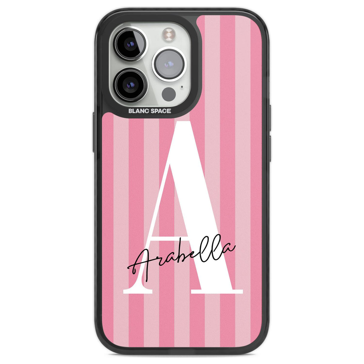 Personalised Pink on Pink Stripes Custom Phone Case iPhone 13 Pro / Black Impact Case,iPhone 14 Pro / Black Impact Case,iPhone 15 Pro Max / Black Impact Case,iPhone 15 Pro / Black Impact Case Blanc Space