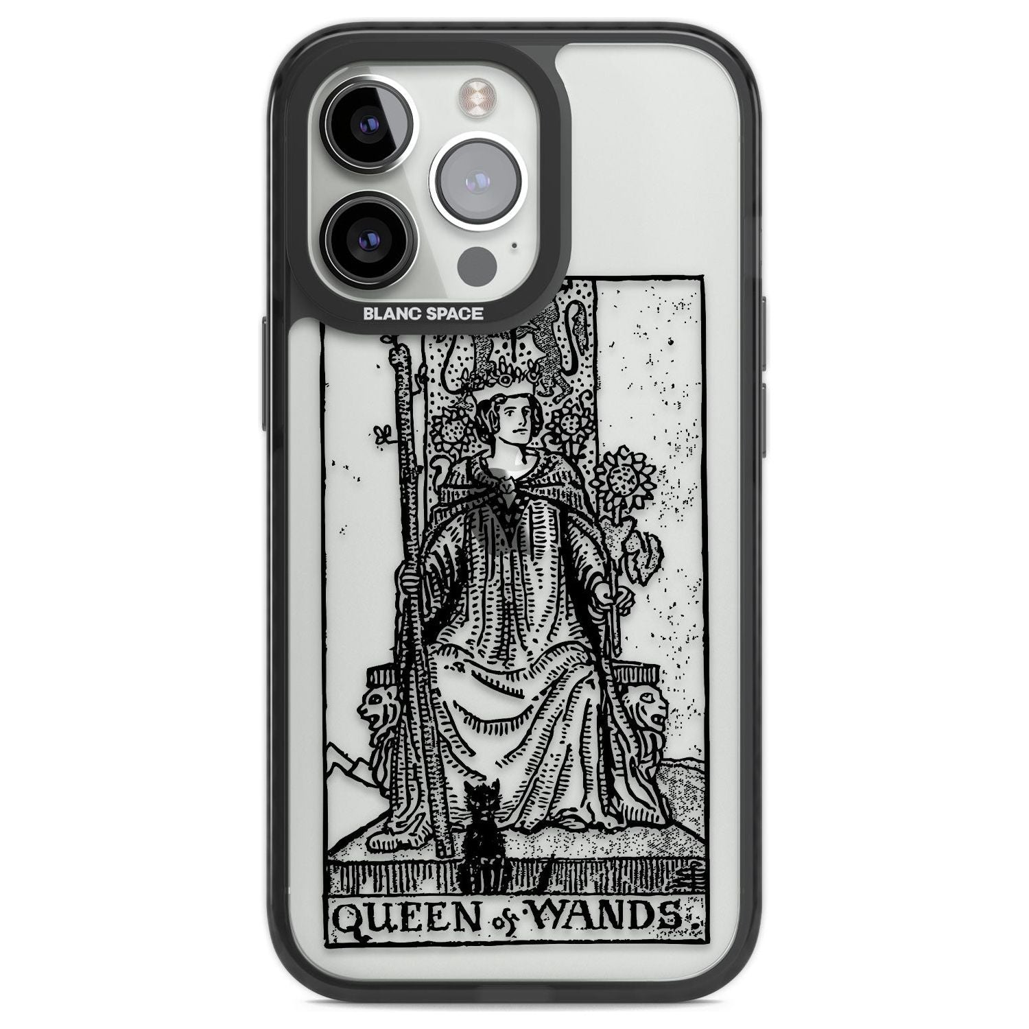 Personalised Queen of Wands Tarot Card - Transparent Custom Phone Case iPhone 13 Pro / Black Impact Case,iPhone 14 Pro / Black Impact Case,iPhone 15 Pro Max / Black Impact Case,iPhone 15 Pro / Black Impact Case Blanc Space