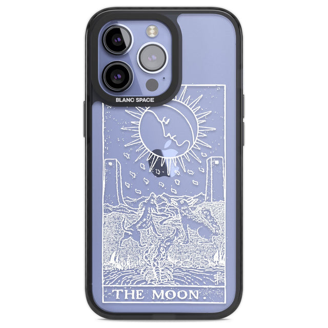 Personalised The Moon Tarot Card - White Transparent Custom Phone Case iPhone 13 Pro / Black Impact Case,iPhone 14 Pro / Black Impact Case,iPhone 15 Pro Max / Black Impact Case,iPhone 15 Pro / Black Impact Case Blanc Space