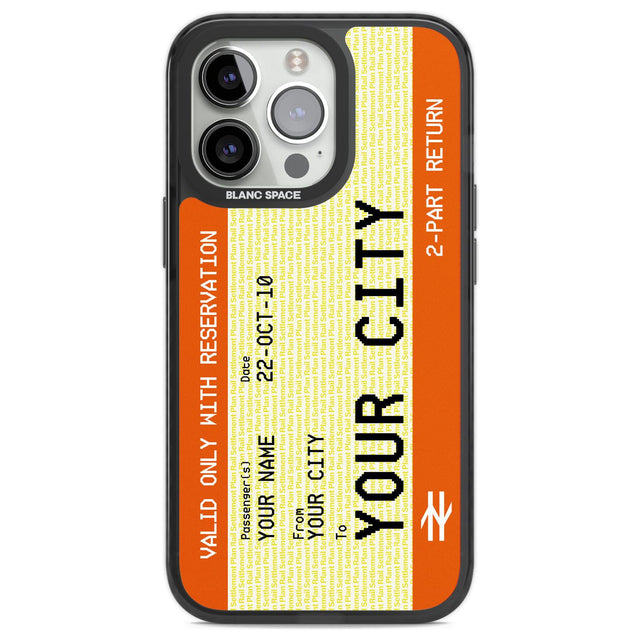 Personalised Create Your Own Train Ticket Custom Phone Case iPhone 13 Pro / Black Impact Case,iPhone 14 Pro / Black Impact Case,iPhone 15 Pro Max / Black Impact Case,iPhone 15 Pro / Black Impact Case Blanc Space