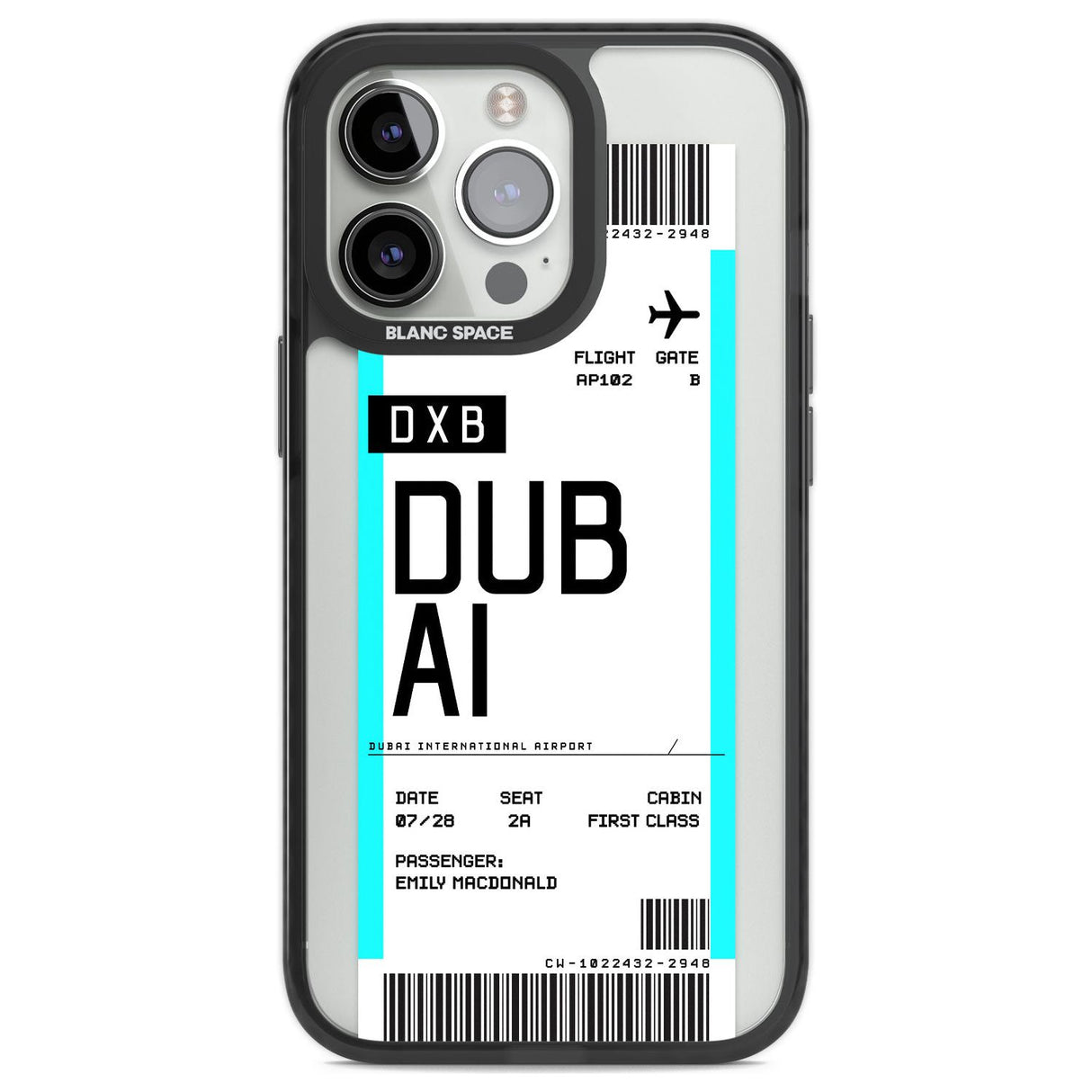 Personalised Dubai Boarding Pass Custom Phone Case iPhone 13 Pro / Black Impact Case,iPhone 14 Pro / Black Impact Case,iPhone 15 Pro Max / Black Impact Case,iPhone 15 Pro / Black Impact Case Blanc Space