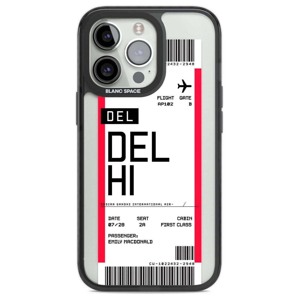 Personalised Delhi Boarding Pass Custom Phone Case iPhone 13 Pro / Black Impact Case,iPhone 14 Pro / Black Impact Case,iPhone 15 Pro Max / Black Impact Case,iPhone 15 Pro / Black Impact Case Blanc Space