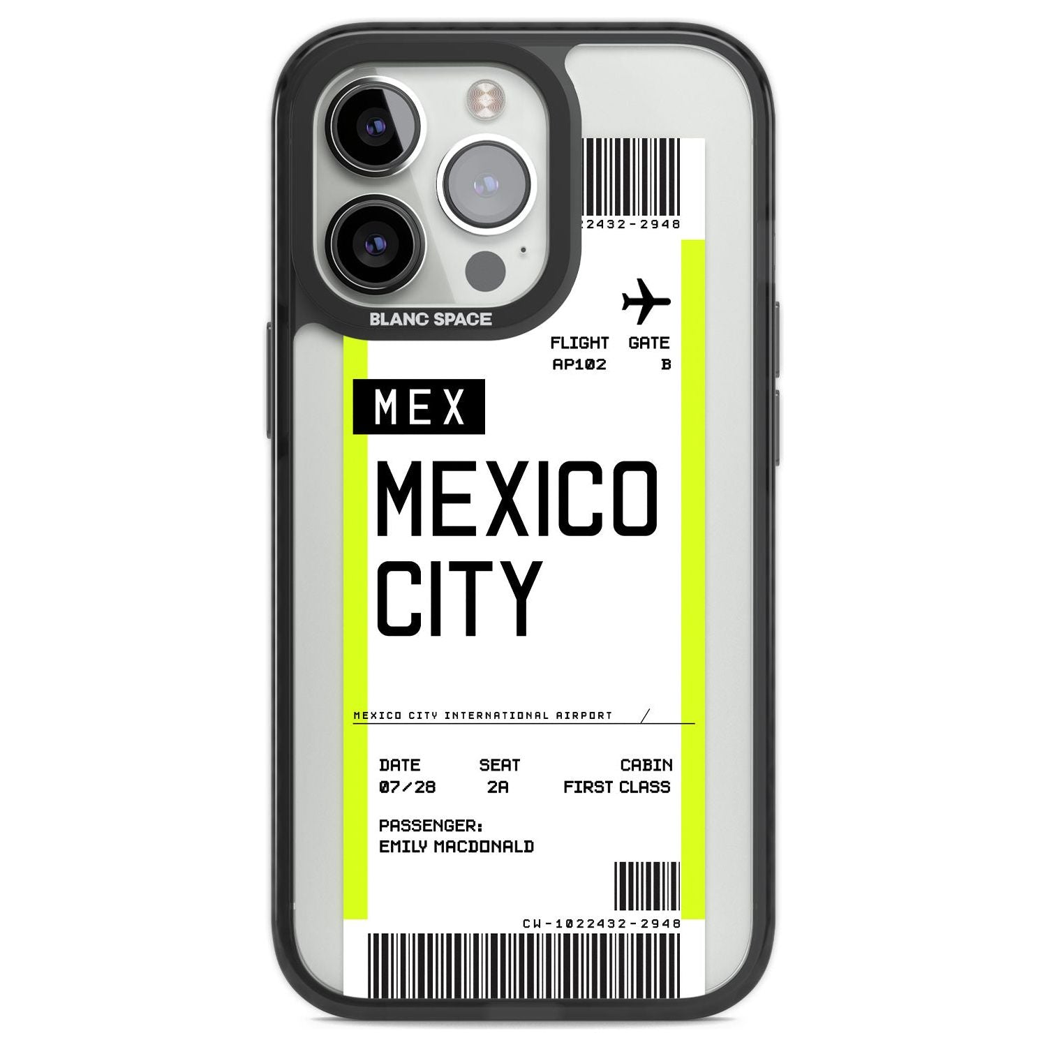 Personalised Mexico City Boarding Pass Custom Phone Case iPhone 13 Pro / Black Impact Case,iPhone 14 Pro / Black Impact Case,iPhone 15 Pro Max / Black Impact Case,iPhone 15 Pro / Black Impact Case Blanc Space