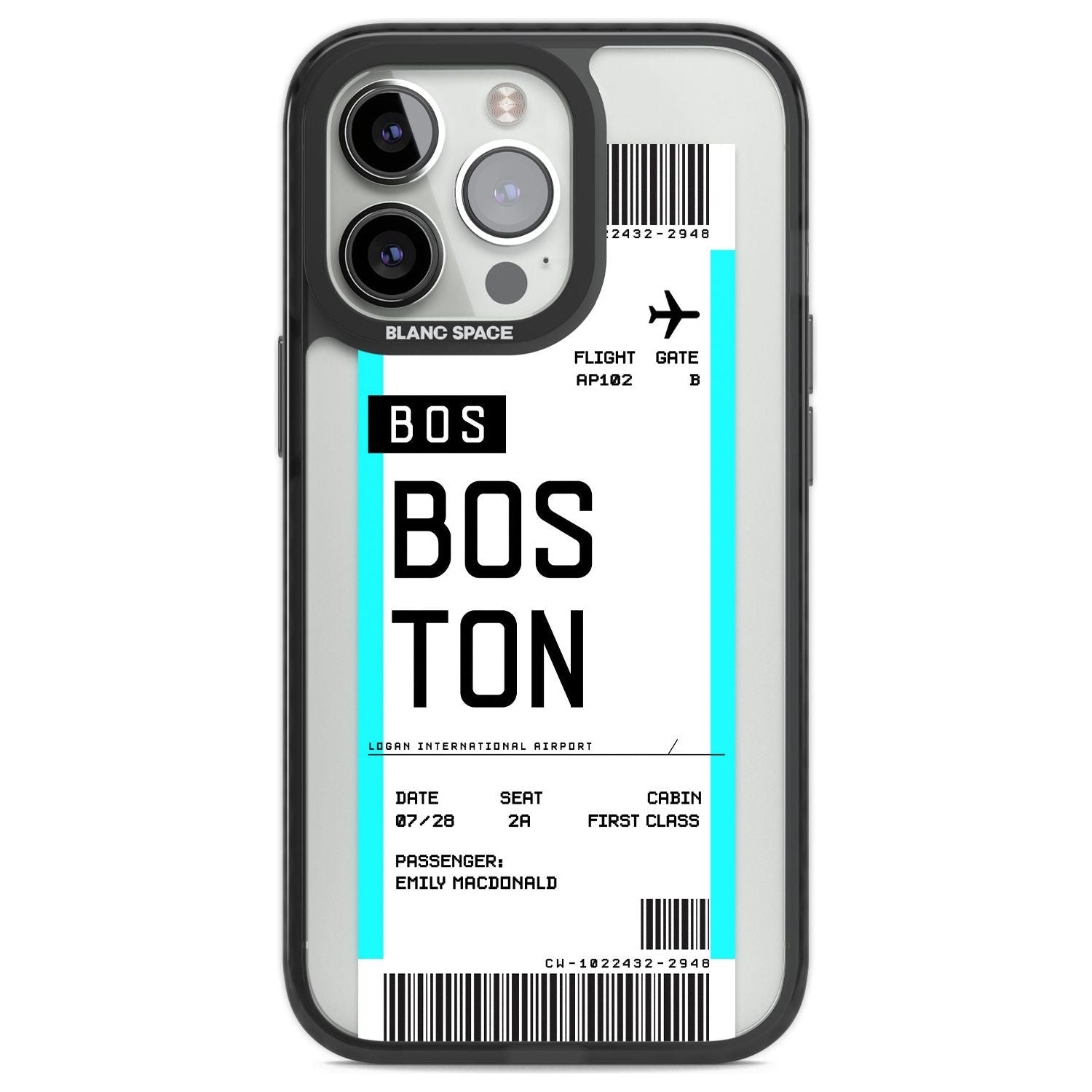 Personalised Boston Boarding Pass Custom Phone Case iPhone 13 Pro / Black Impact Case,iPhone 14 Pro / Black Impact Case,iPhone 15 Pro Max / Black Impact Case,iPhone 15 Pro / Black Impact Case Blanc Space