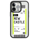 Personalised Newcastle Boarding Pass Custom Phone Case iPhone 13 Pro / Black Impact Case,iPhone 14 Pro / Black Impact Case,iPhone 15 Pro Max / Black Impact Case,iPhone 15 Pro / Black Impact Case Blanc Space