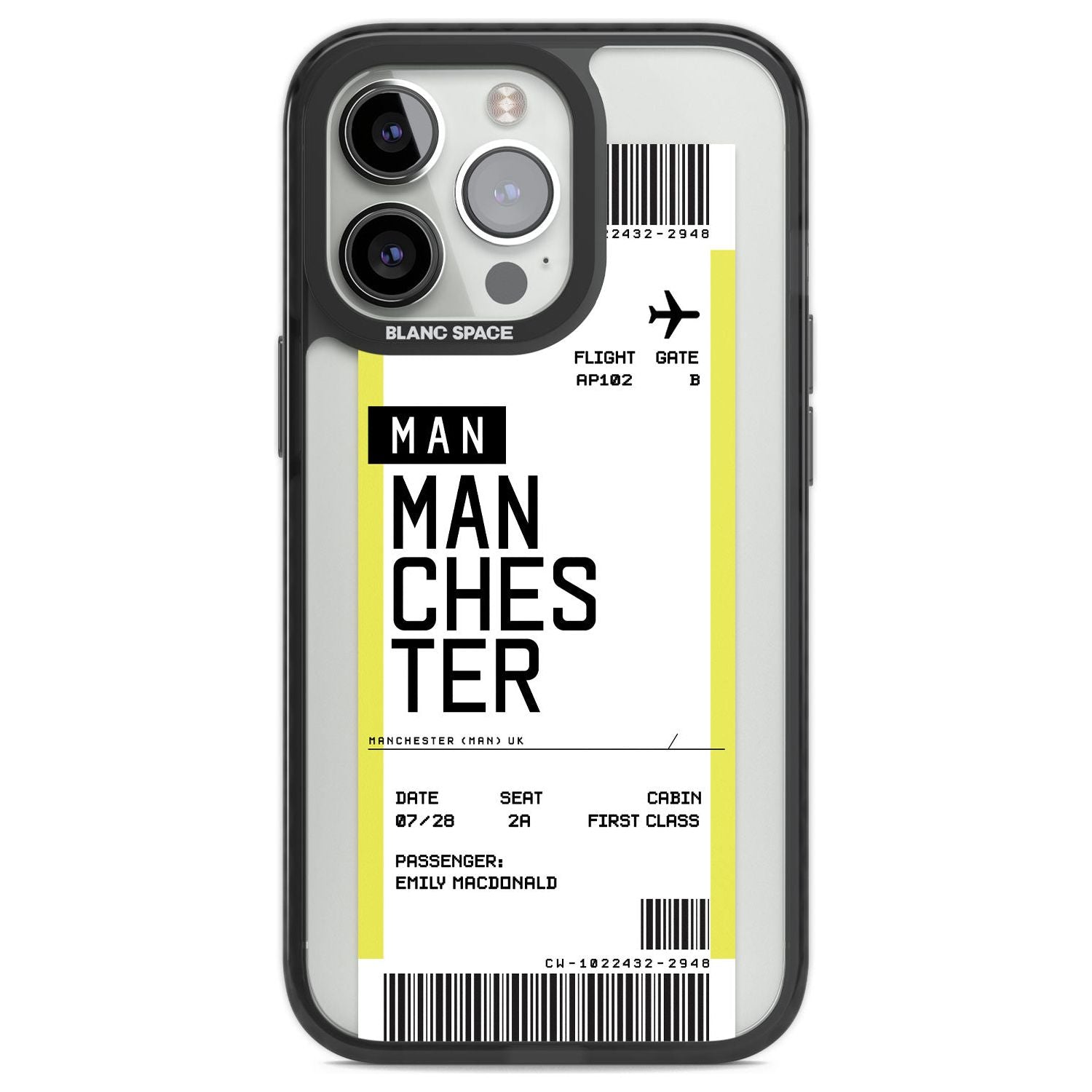 Personalised Manchester Boarding Pass Custom Phone Case iPhone 13 Pro / Black Impact Case,iPhone 14 Pro / Black Impact Case,iPhone 15 Pro Max / Black Impact Case,iPhone 15 Pro / Black Impact Case Blanc Space