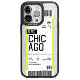 Personalised Chicago Boarding Pass Custom Phone Case iPhone 13 Pro / Black Impact Case,iPhone 14 Pro / Black Impact Case,iPhone 15 Pro Max / Black Impact Case,iPhone 15 Pro / Black Impact Case Blanc Space