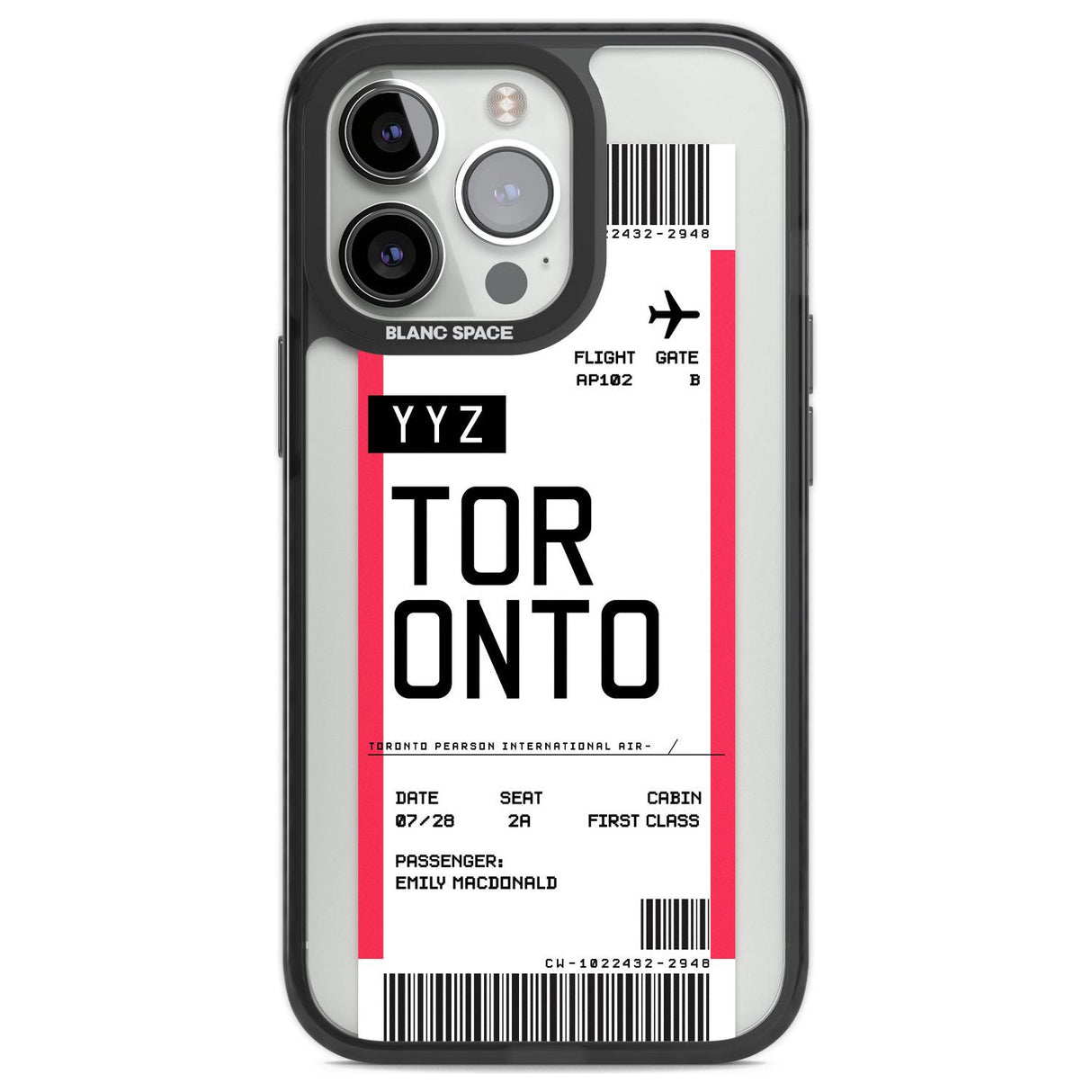 Personalised Toronto Boarding Pass Custom Phone Case iPhone 13 Pro / Black Impact Case,iPhone 14 Pro / Black Impact Case,iPhone 15 Pro Max / Black Impact Case,iPhone 15 Pro / Black Impact Case Blanc Space