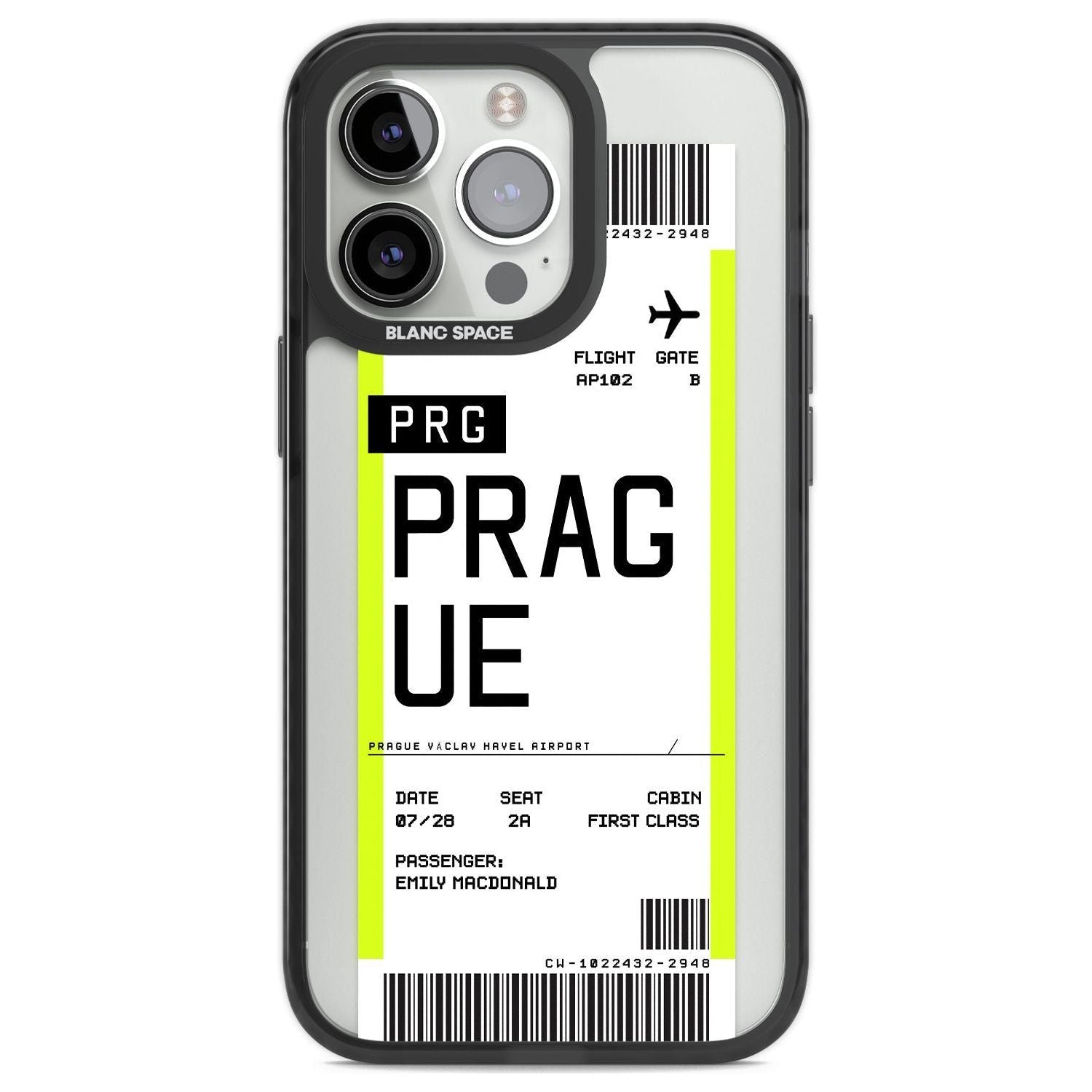 Personalised Prague Boarding Pass Custom Phone Case iPhone 13 Pro / Black Impact Case,iPhone 14 Pro / Black Impact Case,iPhone 15 Pro Max / Black Impact Case,iPhone 15 Pro / Black Impact Case Blanc Space