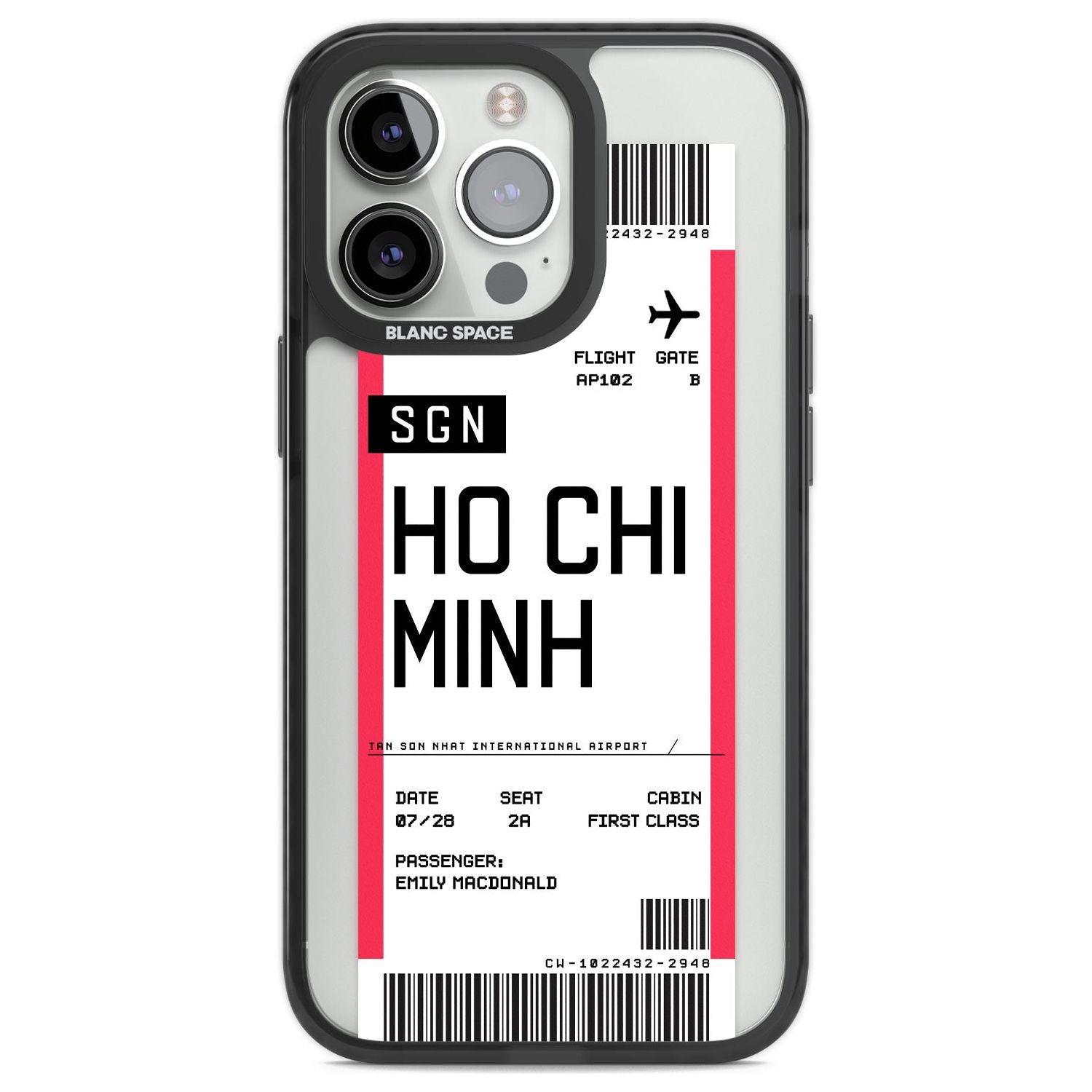 Personalised Ho Chi Minh City Boarding Pass Custom Phone Case iPhone 13 Pro / Black Impact Case,iPhone 14 Pro / Black Impact Case,iPhone 15 Pro Max / Black Impact Case,iPhone 15 Pro / Black Impact Case Blanc Space