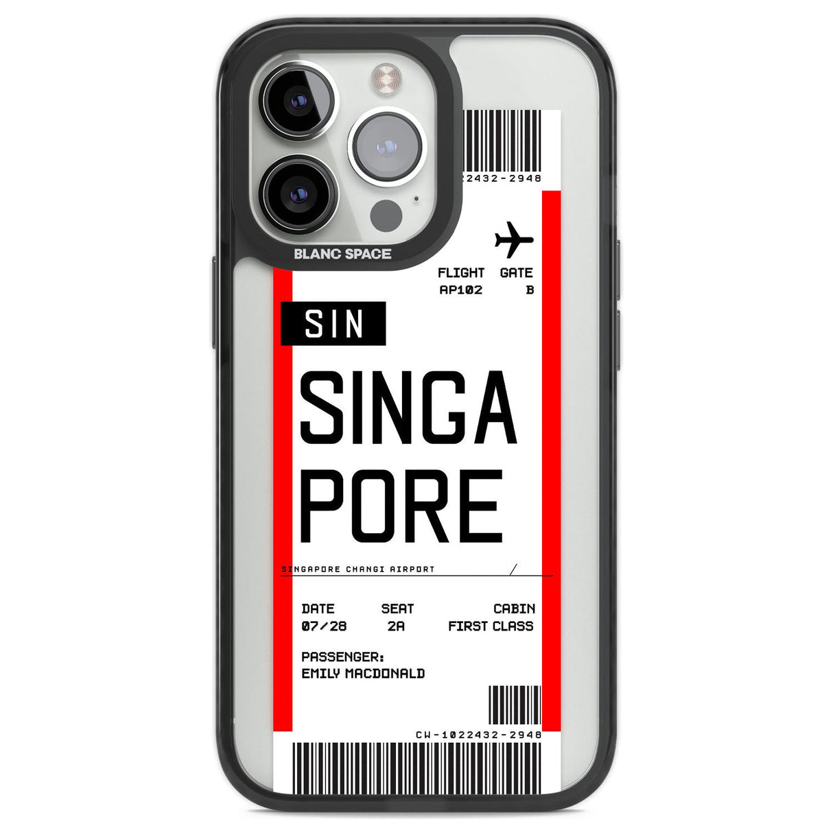 Personalised Singapore Boarding Pass Custom Phone Case iPhone 13 Pro / Black Impact Case,iPhone 14 Pro / Black Impact Case,iPhone 15 Pro Max / Black Impact Case,iPhone 15 Pro / Black Impact Case Blanc Space