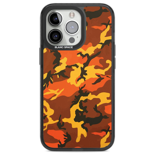 Orange Camo Phone Case iPhone 13 Pro / Black Impact Case,iPhone 14 Pro / Black Impact Case,iPhone 15 Pro Max / Black Impact Case,iPhone 15 Pro / Black Impact Case Blanc Space