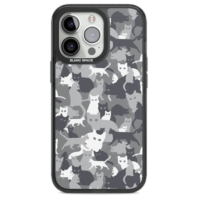 Dark Grey Cat Camouflage Pattern Phone Case iPhone 13 Pro / Black Impact Case,iPhone 14 Pro / Black Impact Case,iPhone 15 Pro Max / Black Impact Case,iPhone 15 Pro / Black Impact Case Blanc Space