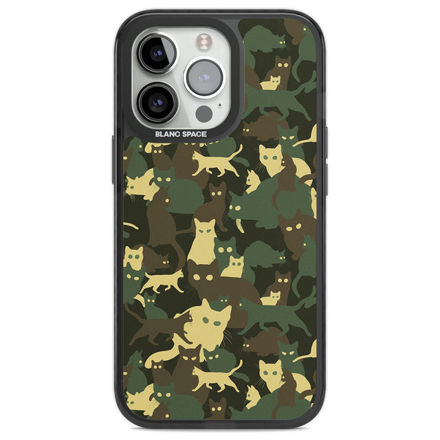 Forest Green Cat Camouflage Pattern Phone Case iPhone 13 Pro / Black Impact Case,iPhone 14 Pro / Black Impact Case,iPhone 15 Pro Max / Black Impact Case,iPhone 15 Pro / Black Impact Case Blanc Space