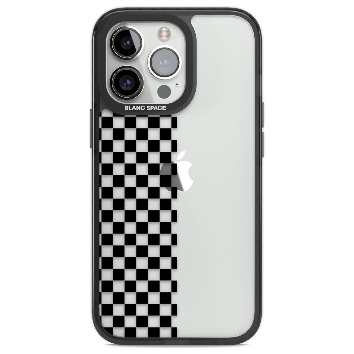 Checker: Half Black Check on Clear Phone Case iPhone 13 Pro / Black Impact Case,iPhone 14 Pro / Black Impact Case,iPhone 15 Pro / Black Impact Case,iPhone 15 Pro Max / Black Impact Case Blanc Space