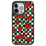 Checkered Pattern & Red Roses Phone Case iPhone 13 Pro / Black Impact Case,iPhone 14 Pro / Black Impact Case,iPhone 15 Pro Max / Black Impact Case,iPhone 15 Pro / Black Impact Case Blanc Space