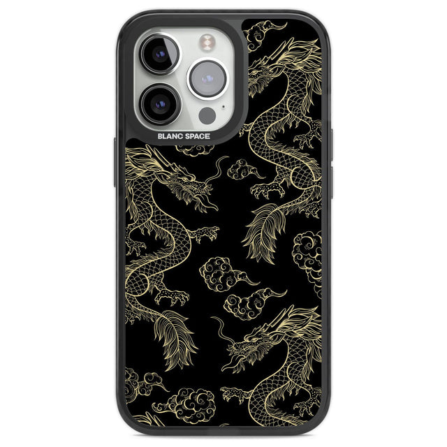 Black and Gold Dragon Pattern Phone Case iPhone 13 Pro / Black Impact Case,iPhone 14 Pro / Black Impact Case,iPhone 15 Pro Max / Black Impact Case,iPhone 15 Pro / Black Impact Case Blanc Space
