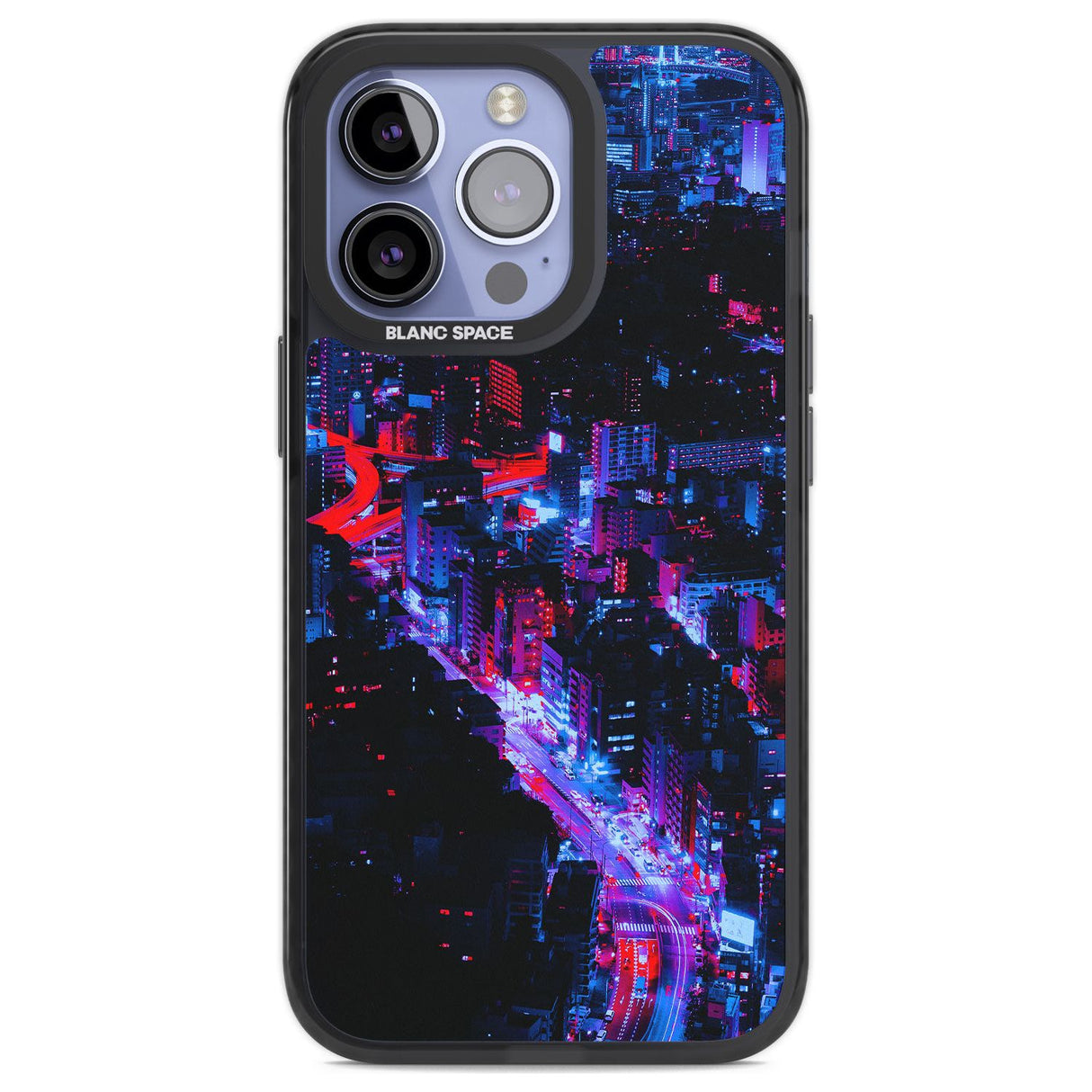 Arial City View - Neon Cities Photographs Phone Case iPhone 13 Pro / Black Impact Case,iPhone 14 Pro / Black Impact Case,iPhone 15 Pro Max / Black Impact Case,iPhone 15 Pro / Black Impact Case Blanc Space