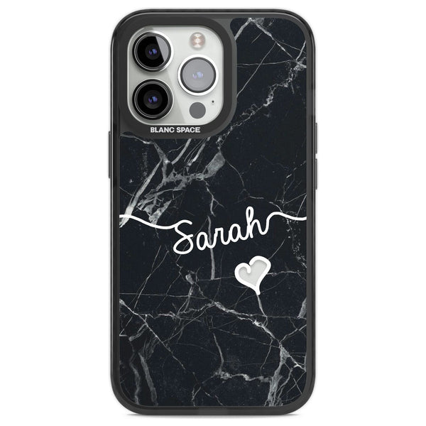 Personalised Black Marble Heart