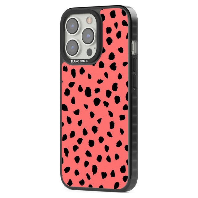 Black on Salmon Pink Dalmatian Polka Dot Spots Phone Case iPhone 15 Pro Max / Black Impact Case,iPhone 15 Plus / Black Impact Case,iPhone 15 Pro / Black Impact Case,iPhone 15 / Black Impact Case,iPhone 15 Pro Max / Impact Case,iPhone 15 Plus / Impact Case,iPhone 15 Pro / Impact Case,iPhone 15 / Impact Case,iPhone 15 Pro Max / Magsafe Black Impact Case,iPhone 15 Plus / Magsafe Black Impact Case,iPhone 15 Pro / Magsafe Black Impact Case,iPhone 15 / Magsafe Black Impact Case,iPhone 14 Pro Max / Black Impact Ca