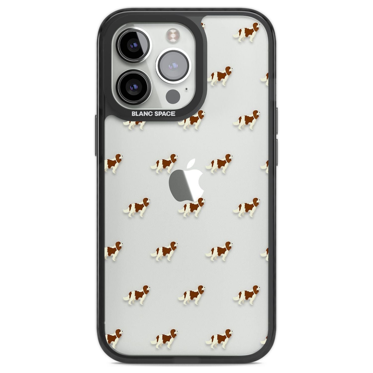 Cavalier King Charles Spaniel Pattern Clear Phone Case iPhone 13 Pro / Black Impact Case,iPhone 14 Pro / Black Impact Case,iPhone 15 Pro Max / Black Impact Case,iPhone 15 Pro / Black Impact Case Blanc Space