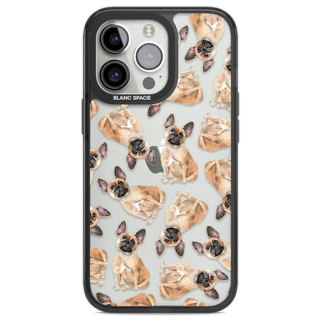 French Bulldog Watercolour Dog Pattern Phone Case iPhone 13 Pro / Black Impact Case,iPhone 14 Pro / Black Impact Case,iPhone 15 Pro Max / Black Impact Case,iPhone 15 Pro / Black Impact Case Blanc Space