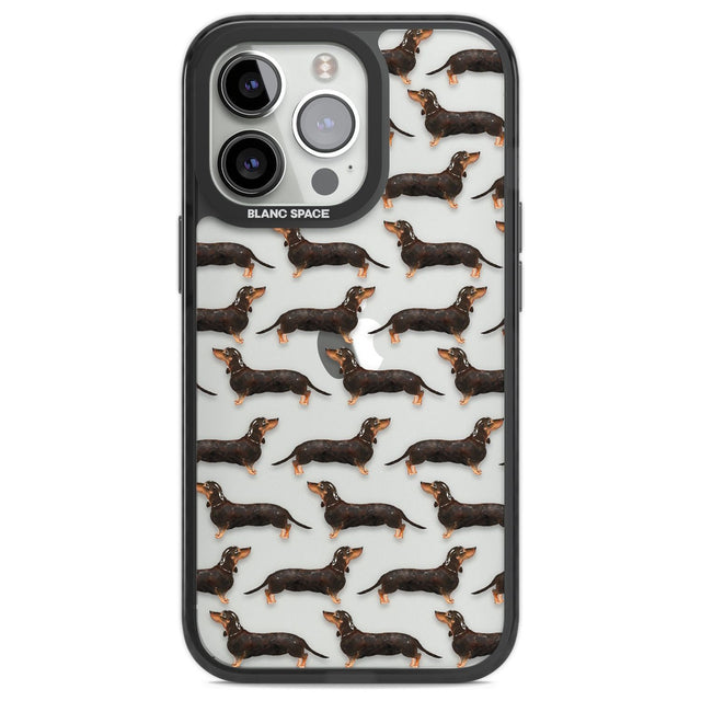 Dachshund (Black & Tan) Watercolour Dog Pattern Phone Case iPhone 13 Pro / Black Impact Case,iPhone 14 Pro / Black Impact Case,iPhone 15 Pro Max / Black Impact Case,iPhone 15 Pro / Black Impact Case Blanc Space