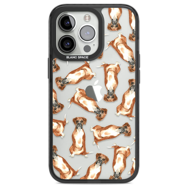 Boxer Watercolour Dog Pattern Phone Case iPhone 13 Pro / Black Impact Case,iPhone 14 Pro / Black Impact Case,iPhone 15 Pro Max / Black Impact Case,iPhone 15 Pro / Black Impact Case Blanc Space
