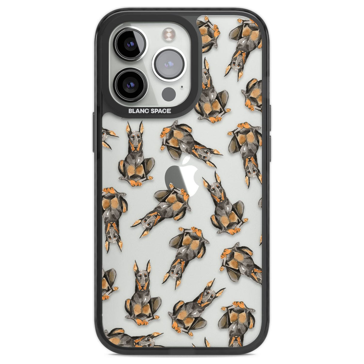 Doberman Watercolour Dog Pattern Phone Case iPhone 13 Pro / Black Impact Case,iPhone 14 Pro / Black Impact Case,iPhone 15 Pro Max / Black Impact Case,iPhone 15 Pro / Black Impact Case Blanc Space