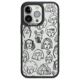 Girl Portrait Doodles Phone Case iPhone 13 Pro / Black Impact Case,iPhone 14 Pro / Black Impact Case,iPhone 15 Pro Max / Black Impact Case,iPhone 15 Pro / Black Impact Case Blanc Space