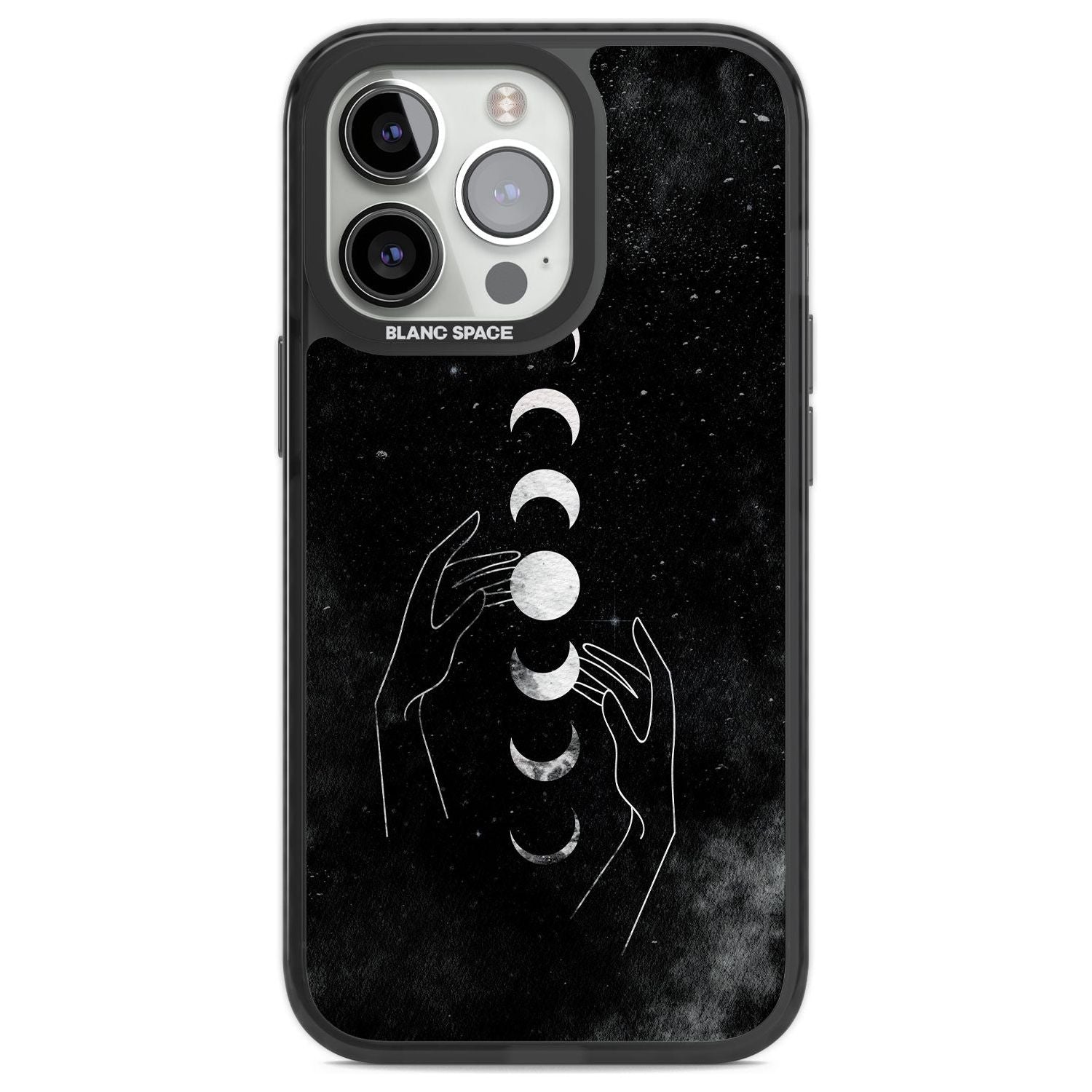 Moon Phases and Hands Phone Case iPhone 13 Pro / Black Impact Case,iPhone 14 Pro / Black Impact Case,iPhone 15 Pro Max / Black Impact Case,iPhone 15 Pro / Black Impact Case Blanc Space