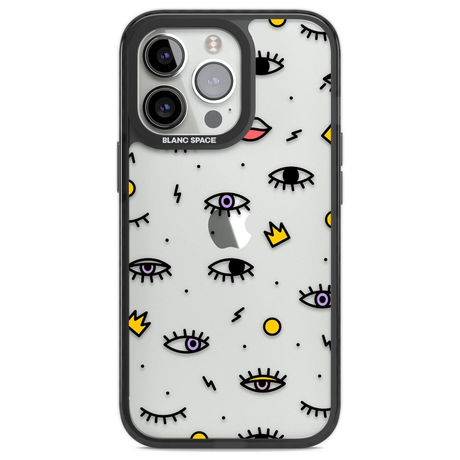 Eyes & Lips Icons Phone Case iPhone 13 Pro / Black Impact Case,iPhone 14 Pro / Black Impact Case,iPhone 15 Pro Max / Black Impact Case,iPhone 15 Pro / Black Impact Case Blanc Space