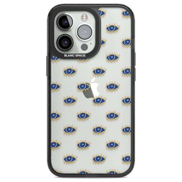 Gold Eyes (Clear) Psychedelic Eyes Pattern Phone Case iPhone 13 Pro / Black Impact Case,iPhone 14 Pro / Black Impact Case,iPhone 15 Pro Max / Black Impact Case,iPhone 15 Pro / Black Impact Case Blanc Space