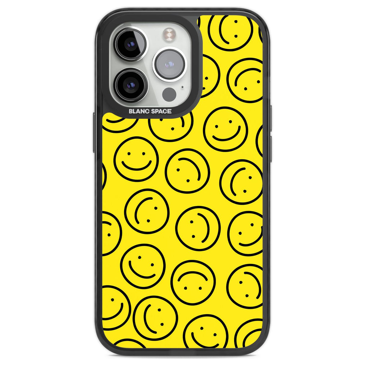 Happy Face Pattern Phone Case iPhone 13 Pro / Black Impact Case,iPhone 14 Pro / Black Impact Case,iPhone 15 Pro Max / Black Impact Case,iPhone 15 Pro / Black Impact Case Blanc Space