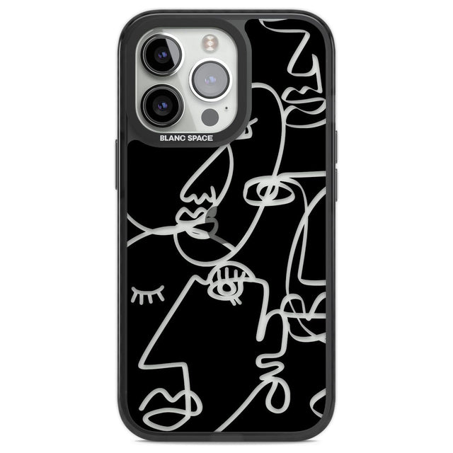 Abstract Continuous Line Faces Clear on Black Phone Case iPhone 13 Pro / Black Impact Case,iPhone 14 Pro / Black Impact Case,iPhone 15 Pro Max / Black Impact Case,iPhone 15 Pro / Black Impact Case Blanc Space