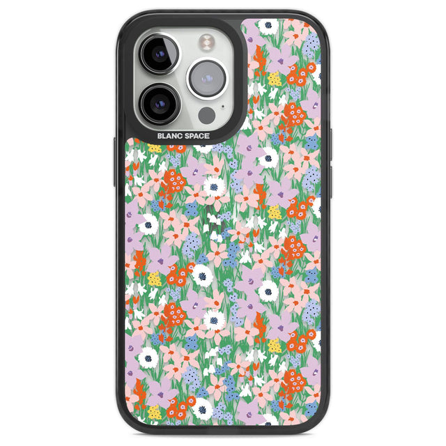Jazzy Floral Mix: Transparent Phone Case iPhone 13 Pro / Black Impact Case,iPhone 14 Pro / Black Impact Case,iPhone 15 Pro Max / Black Impact Case,iPhone 15 Pro / Black Impact Case Blanc Space