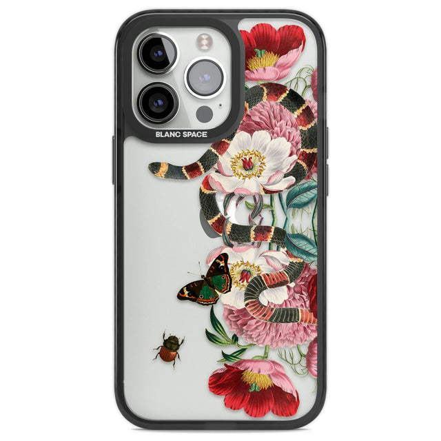 Floral Snake Phone Case iPhone 13 Pro / Black Impact Case,iPhone 14 Pro / Black Impact Case,iPhone 15 Pro Max / Black Impact Case,iPhone 15 Pro / Black Impact Case Blanc Space