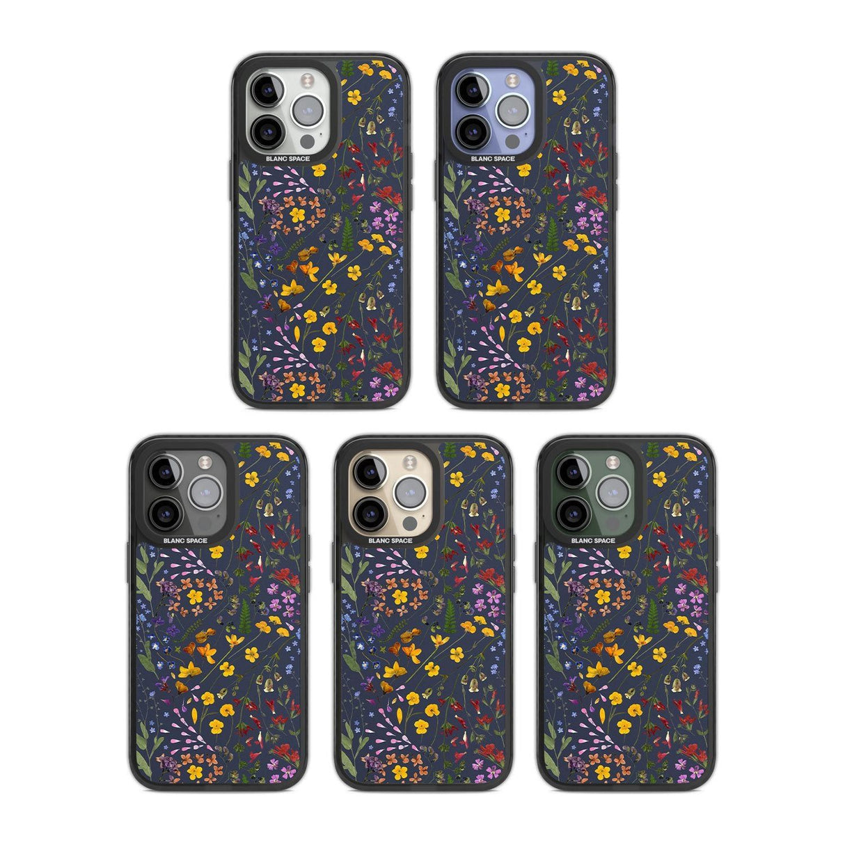 Wildflower & Leaves Cluster Design - Navy