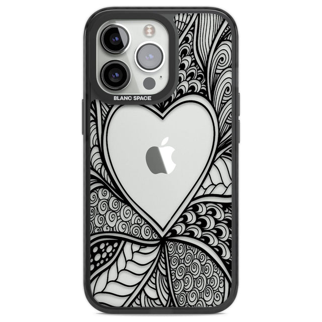 Black Henna Heart Phone Case iPhone 13 Pro / Black Impact Case,iPhone 14 Pro / Black Impact Case,iPhone 15 Pro Max / Black Impact Case,iPhone 15 Pro / Black Impact Case Blanc Space