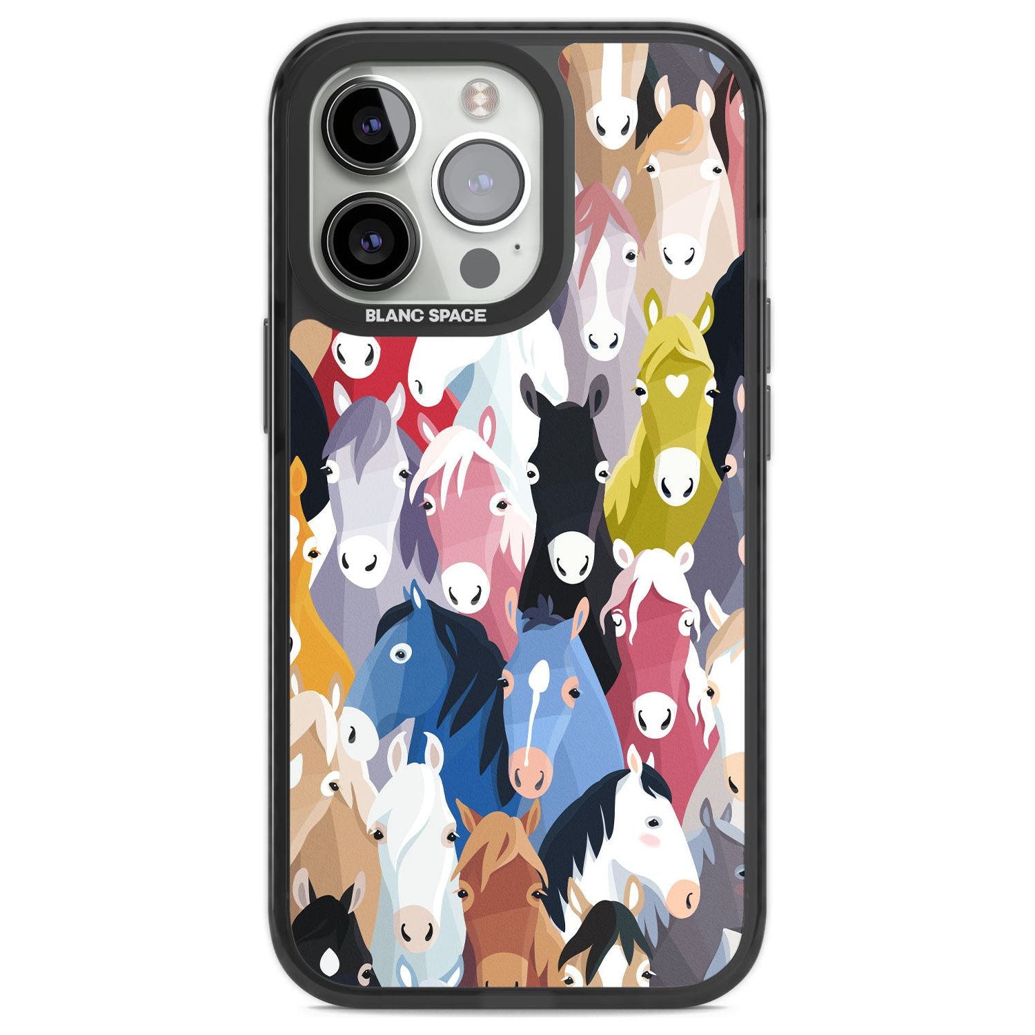 Colourful Horse Pattern Phone Case iPhone 13 Pro / Black Impact Case,iPhone 14 Pro / Black Impact Case,iPhone 15 Pro Max / Black Impact Case,iPhone 15 Pro / Black Impact Case Blanc Space