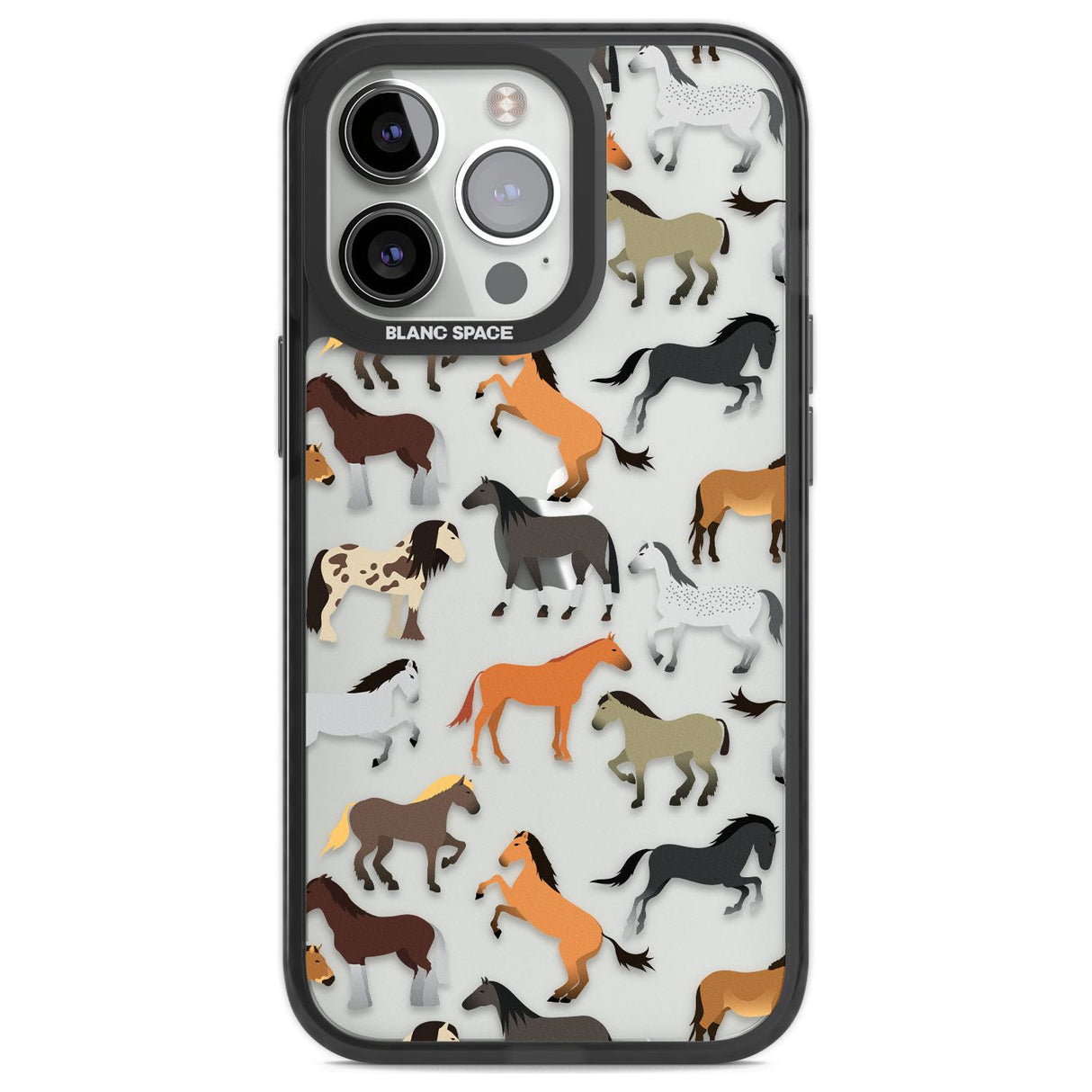 Horse Pattern Phone Case iPhone 13 Pro / Black Impact Case,iPhone 14 Pro / Black Impact Case,iPhone 15 Pro Max / Black Impact Case,iPhone 15 Pro / Black Impact Case Blanc Space