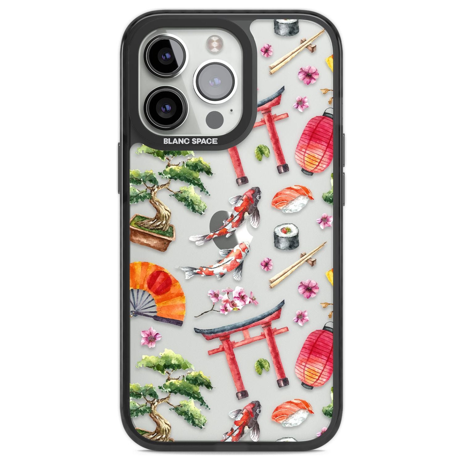 Mixed Japanese Watercolour Pattern Phone Case iPhone 13 Pro / Black Impact Case,iPhone 14 Pro / Black Impact Case,iPhone 15 Pro Max / Black Impact Case,iPhone 15 Pro / Black Impact Case Blanc Space