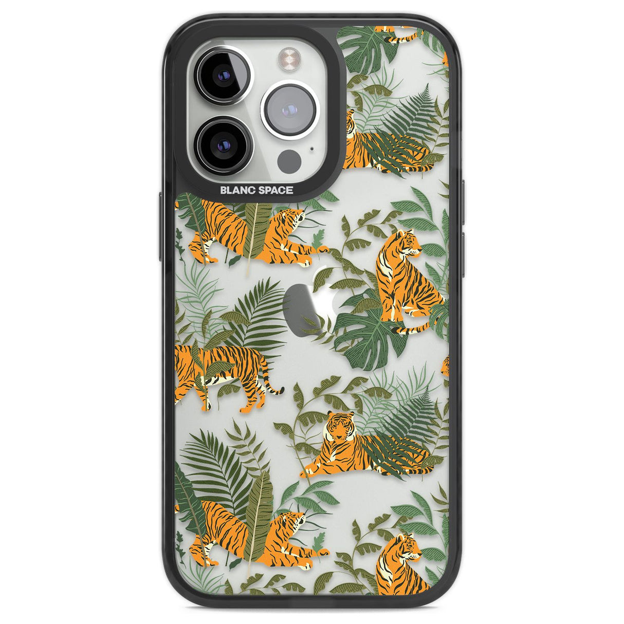 ClearTiger & Fern Jungle Cat Pattern Phone Case iPhone 13 Pro / Black Impact Case,iPhone 14 Pro / Black Impact Case,iPhone 15 Pro Max / Black Impact Case,iPhone 15 Pro / Black Impact Case Blanc Space