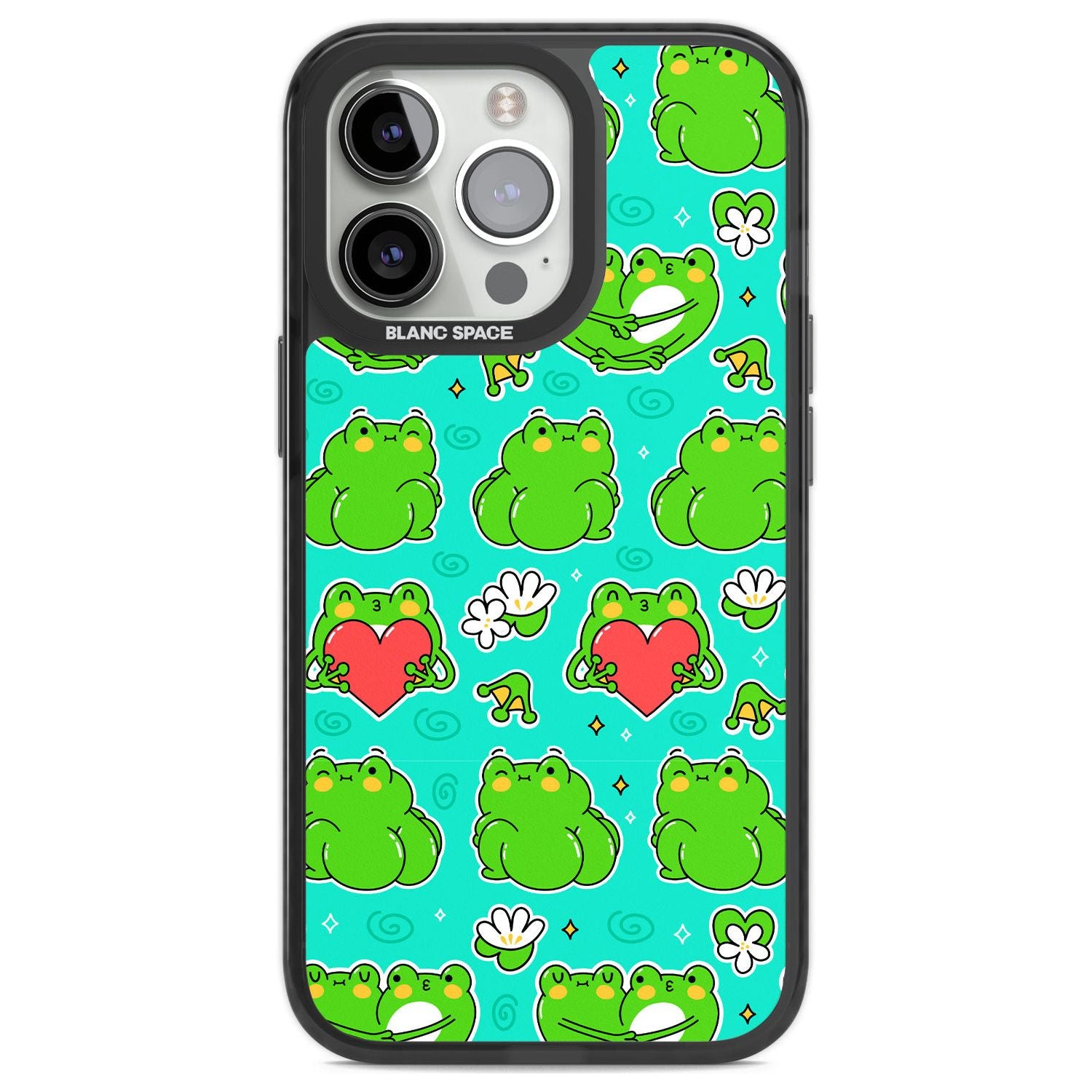 Frog Booty Kawaii Pattern Phone Case iPhone 13 Pro / Black Impact Case,iPhone 14 Pro / Black Impact Case,iPhone 15 Pro Max / Black Impact Case,iPhone 15 Pro / Black Impact Case Blanc Space