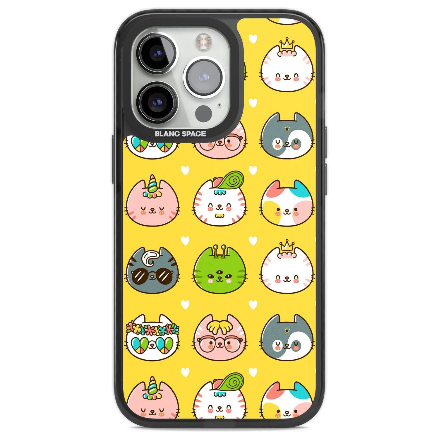 Mythical Cats Kawaii Pattern Phone Case iPhone 13 Pro / Black Impact Case,iPhone 14 Pro / Black Impact Case,iPhone 15 Pro Max / Black Impact Case,iPhone 15 Pro / Black Impact Case Blanc Space