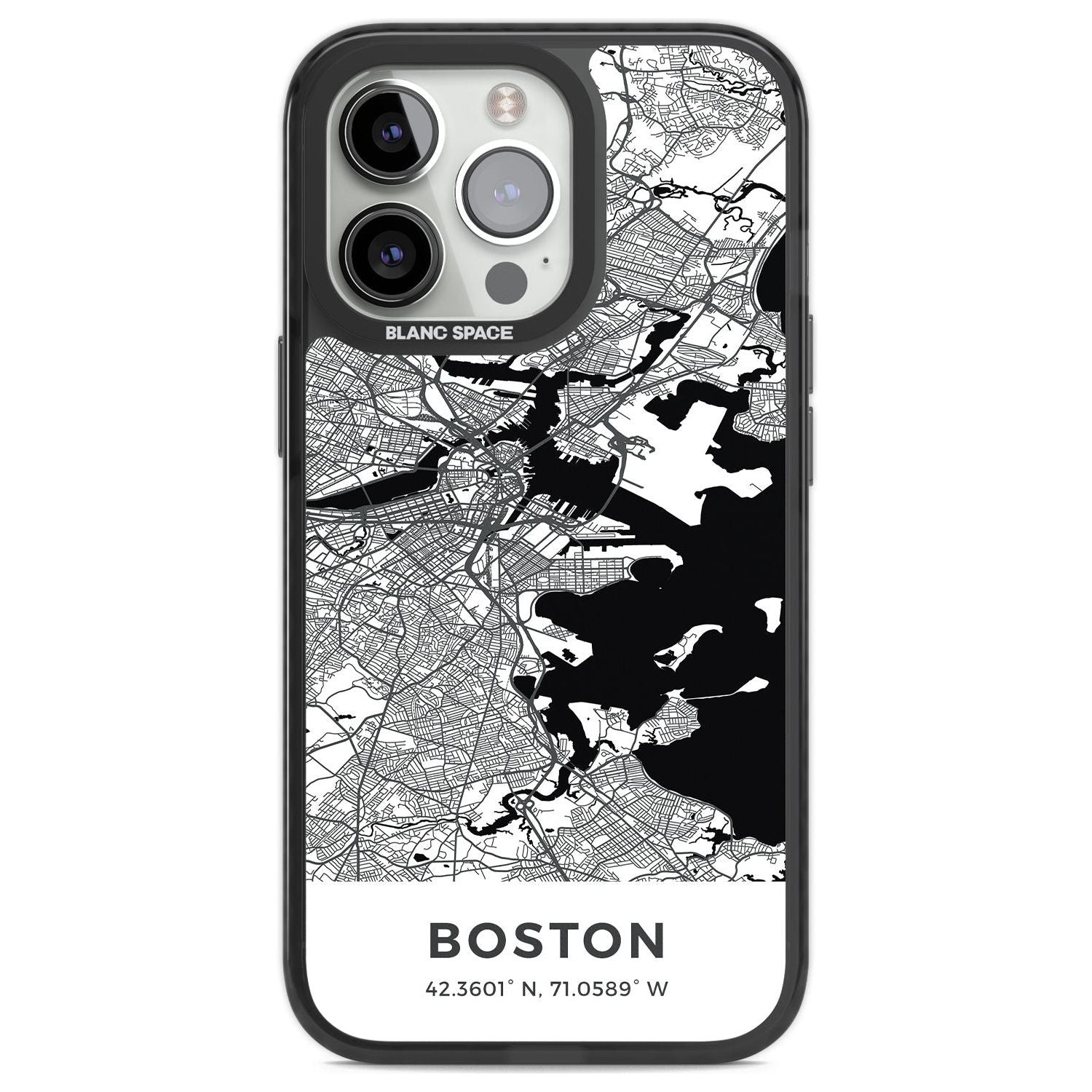 Map of Boston, Massachusetts Phone Case iPhone 13 Pro / Black Impact Case,iPhone 14 Pro / Black Impact Case,iPhone 15 Pro Max / Black Impact Case,iPhone 15 Pro / Black Impact Case Blanc Space
