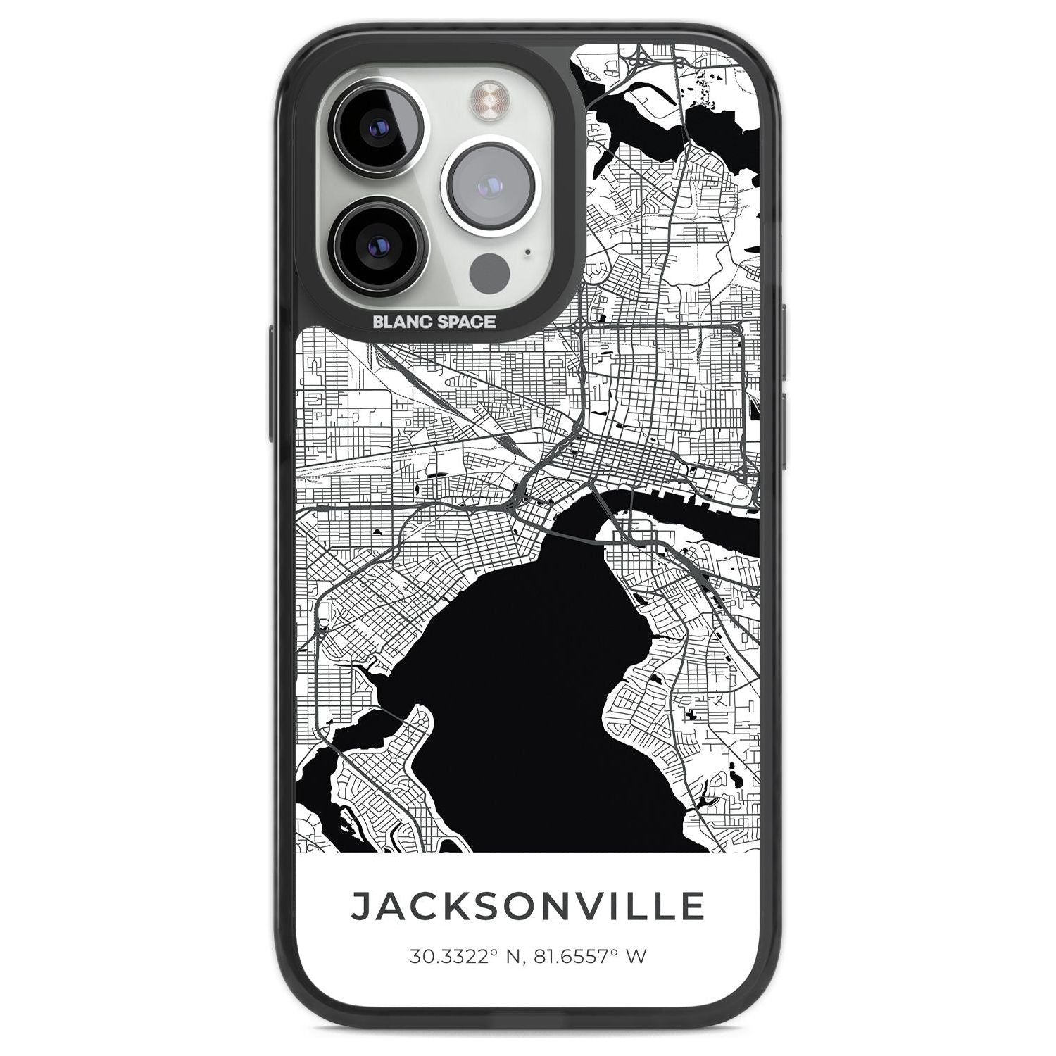 Map of Jacksonville, Florida Phone Case iPhone 13 Pro / Black Impact Case,iPhone 14 Pro / Black Impact Case,iPhone 15 Pro Max / Black Impact Case,iPhone 15 Pro / Black Impact Case Blanc Space